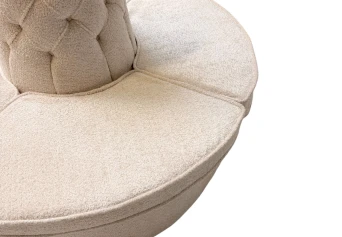 Hollywood Regency Round Banquet Settee Tufted Lobby Sofa in Bouclé, 1980s